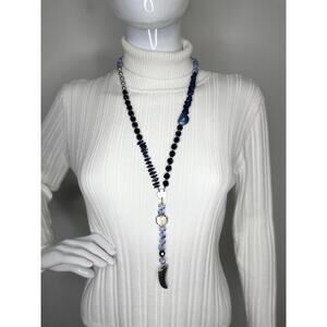 Chico's necklace costume signed jewelry blue periwinkle purple faceted beads